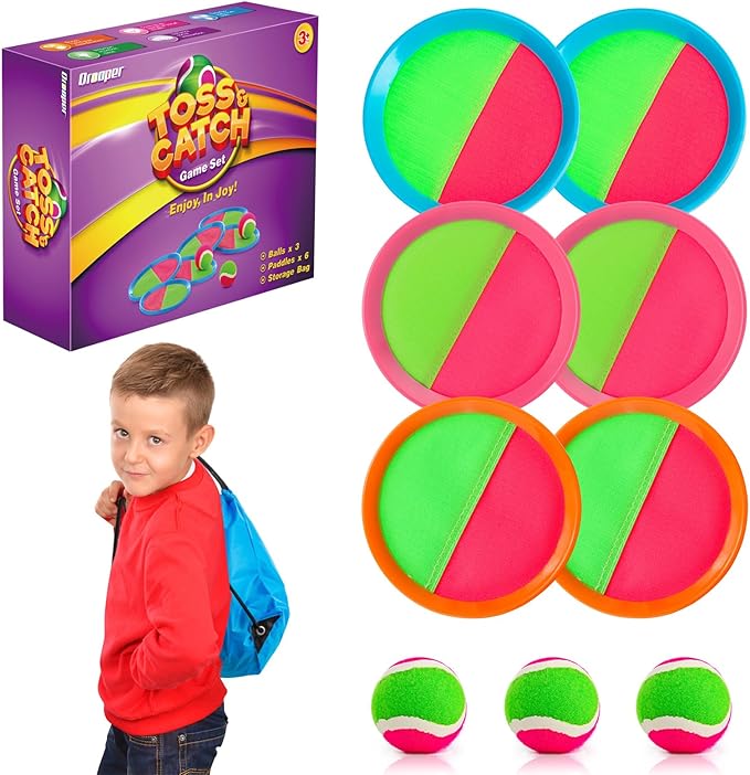 Toss and Catch Ball Game Set Christmas Stocking Stuffer for Kids Toddler, Toys for 3 4 5 6 7 8 Year Old Boys Girls Birthday Gift, Yard Outdoor Games for Kid Ages 4-8 8-12 Beach Pool