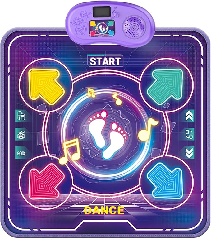 Dance Mat for Children Featuring 4 Light Up Buttons and Builtin Music for Kids Family Gathering Lightup Dance Mat