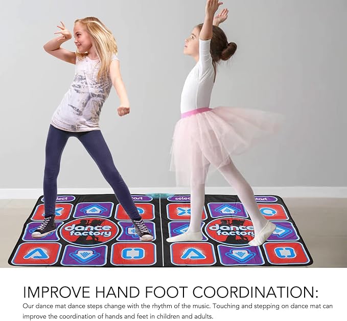 Dance Mat Touch Sensitive, Double User Dance Floor Mat with Music Connect TV, Portable PVC Material for Kids Adult Home Game