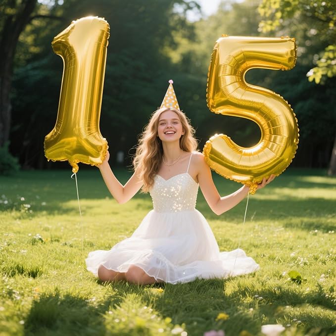 40 Inch Gold Balloon Number 5 Balloon Jumbo Mylar Foil Helium Balloon for 15 25 35 50 Big Giant Jumbo Huge Foil Mylar Balloons 55th 65th Birthday Balloons Men Women Party Decorations