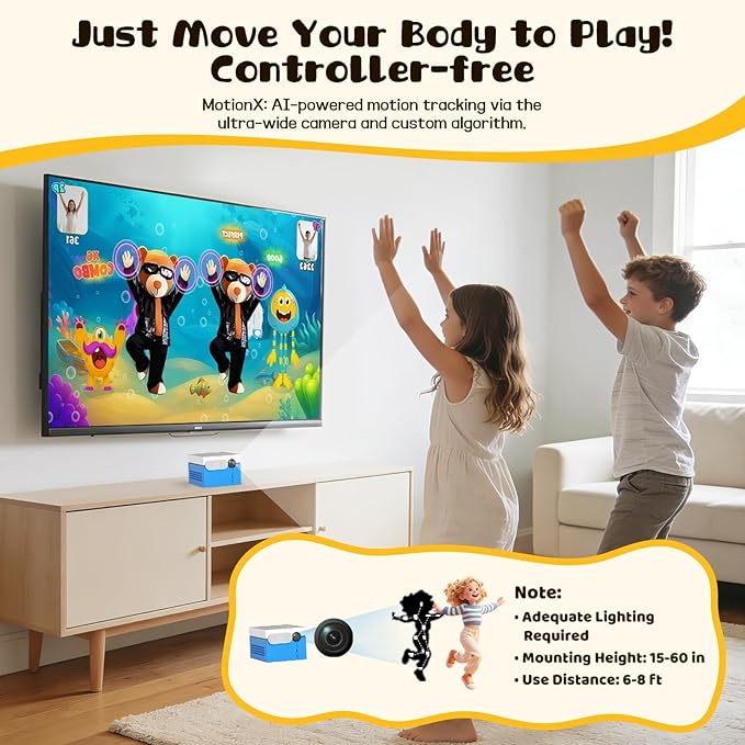 Motion TV Game Console, No Subscription The Active Play System for Kids & Families, 39 Plug & Play Video Games for Indoor Physical Play Interactive Family Fun, Gaming Nights, Parties and Playdates