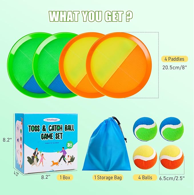 Toss and Catch Ball Game - Ideal Outdoor Beach, Pool & Yard Toy for Toddlers and Kids Ages 4, 5, 6, 7, 8+, Perfect for Boys Girls - Great Birthday Gift & Stocking Stuffers