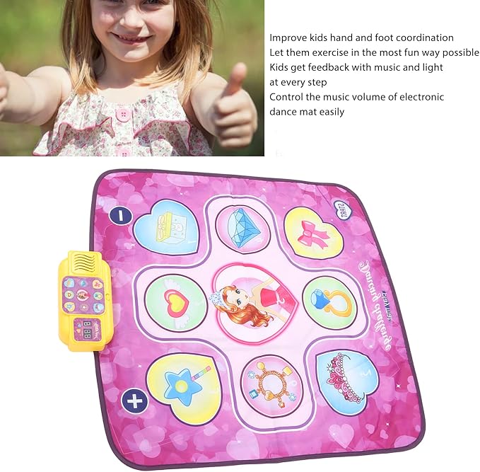 Srliya Kids Dance Mat, Foldable Improve Hand and Foot Coordination Electronic Dancing Pad for Music Lovers, Made of Safe Polyester Material