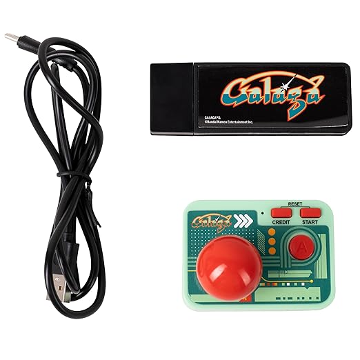 Galaga Plug & Play Arcade Console with TV Stick & Wireless Joystick – Classic Galaga Game On Your TV, Nostalgic Retro Gaming, Easy Setup, Ideal Gift for Gamers & Collectors.