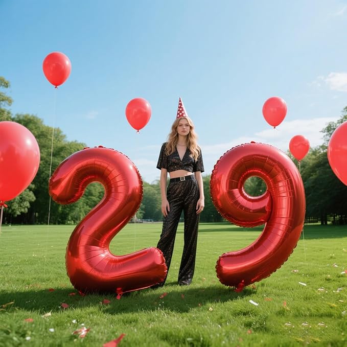 40 Inch Red Number 29 Digital Balloon,Jumbo Mylar Foil Helium Balloon for 29 Balloons for Birthday Party,Wedding Anniversary Party Decorations