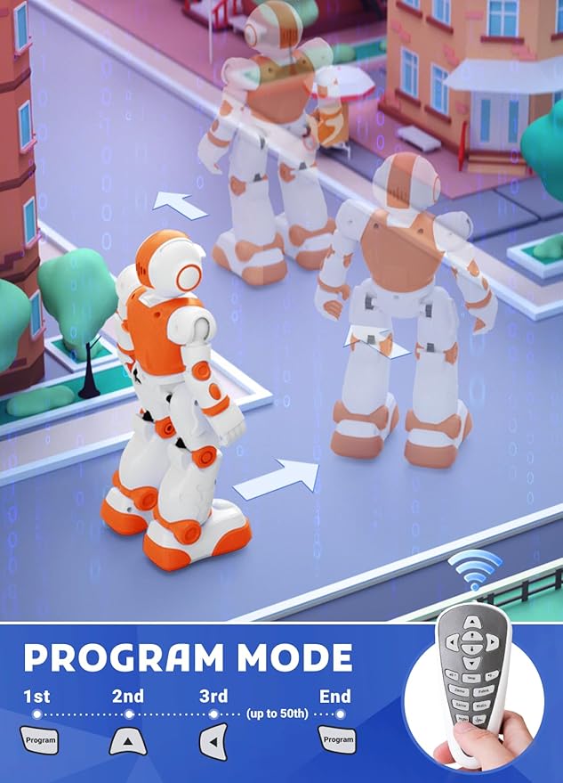 Robot Toys for Kids,Programmable Remote Control Smart Walking Dancing Robot Toy with Gesture & Sensing for Age 4 5 6 7 8 9 10 Year Old Boys Girls for Birthday Present,Orange