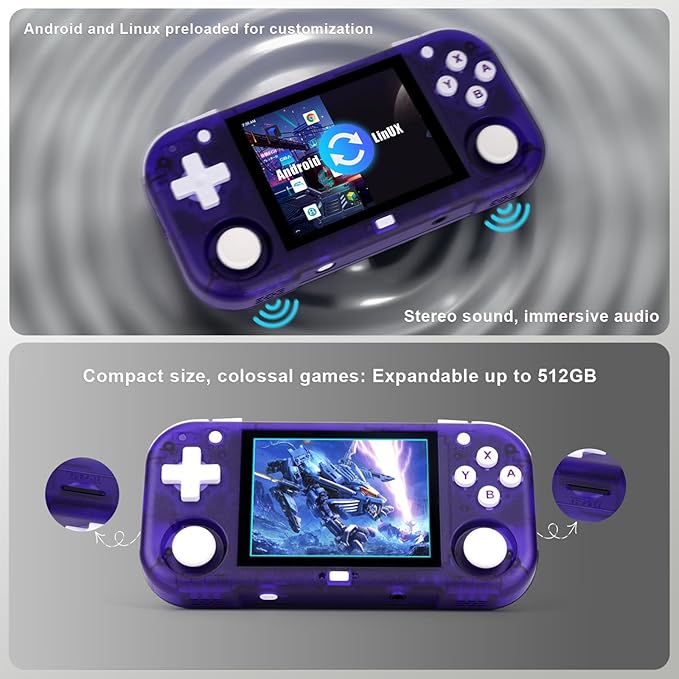 Mini Zero 28 Handheld Game Console, 5000 in 1 Games Mini Retro Video Console, 2.8-Inch IPS Screen,64GB TF Memory Memory,Built in 40+ Emulators,2900mAh Battery (Black 64G)