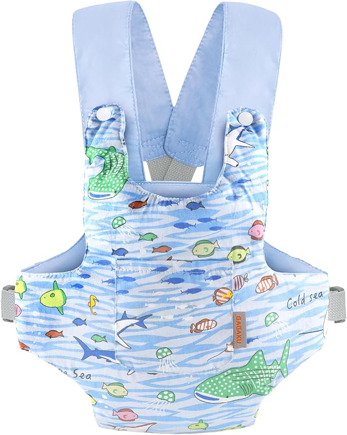 GAGAKU Toy Baby Dolls Carrier for Kids, Reborn Baby Doll Carrier Accessories for Toddlers & Girls - Blue - Fish Pattern