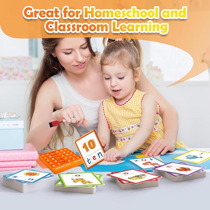 Torlam CVC Word games Phonics Games Sight Words Flash Cards, Spelling Reading Learning Flashcards, Speech Therapy Toy Preschool Kindergarten Classroom Learning Activities Must Have Homeschool Supplies