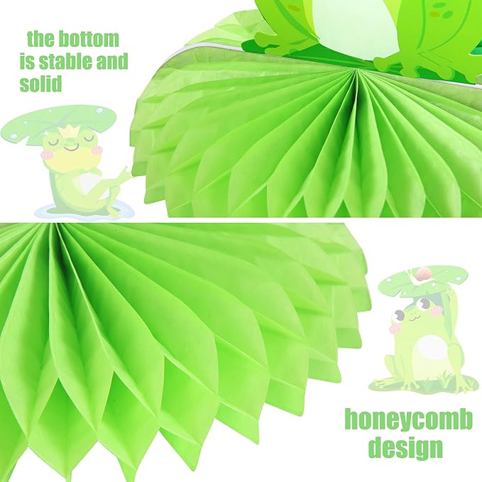 9pcs Frog Honeycomb Centerpieces Frog Birthday Party Decoration Cute Frog Table Decoration for Frog Theme Party Baby Shower Supplies