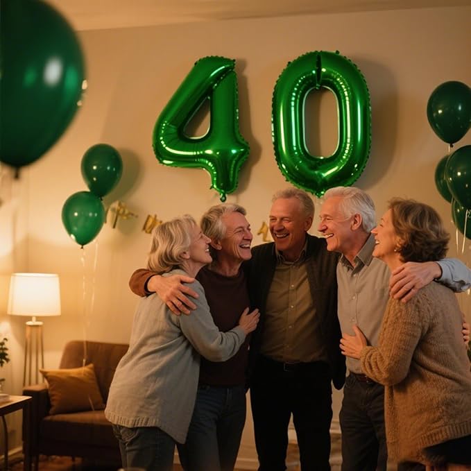 40 Inch Green Number 40 Digital Balloon,Jumbo Mylar Foil Helium Balloon for 40 Balloons for Birthday Party,Wedding Anniversary Party Decorations