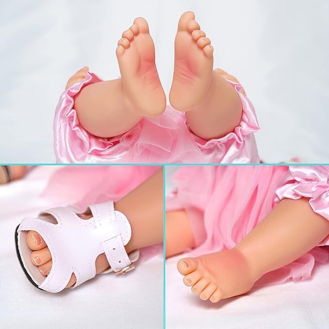Lifelike Reborn Baby Dolls - 22-inch Soft Body Realistic Newborn Baby Doll Silicone Full Body Real Life Baby Dolls with Feeding Kit Toys Accessories for Ages 3+ Year Old Girls or Collection