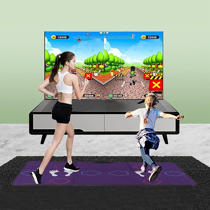 flexman Dance Mat for Kids and Adults, Double User TV Wirelessly Dance Mat with HD AR Camera 2 Remote Control, Musical Electronic Non Slip Dancing Step Pad for Home Gyms