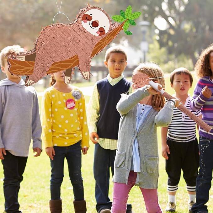 Sloth Piñatas for Birthday Party Animal Piñata with Stick, Blindfold, Confetti for Adults Birthday Baby Shower Party Supplies