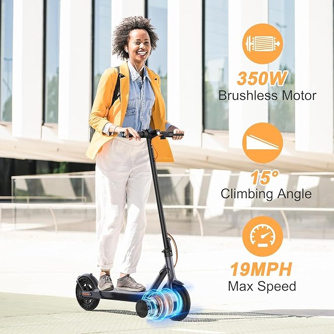 VOLPAM Electric Scooter, 350W/500W Powerful Motor, 8.5"/10" Solid Tires, 19/21Mph, 28/23/21/16 Miles Max Range, Dual Braking