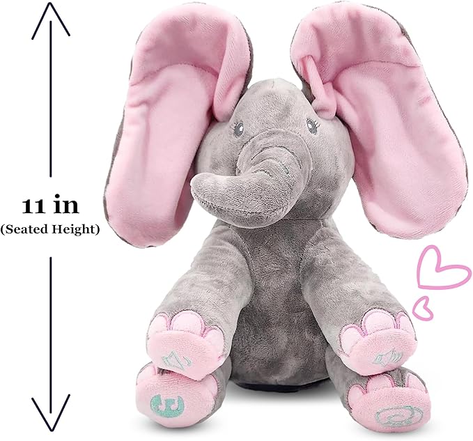 Dimple Kaia Elephant Stuffed Animal Toy - Animated Plush Pink Singing Elephant, Interactive Musical Peek-a-Boo for Babies, Kids, for Toddlers, Ages 0 and Up(Battery Included)