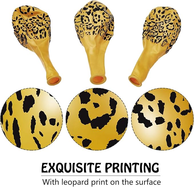 Gejoy 50 Pcs Cheetah Balloons Leopard Print Balloons 12 Inch Spots Latex Leopard Jungle Animal Decorations for Cheetah Zoo Theme Birthday Party Supplies (Gold)