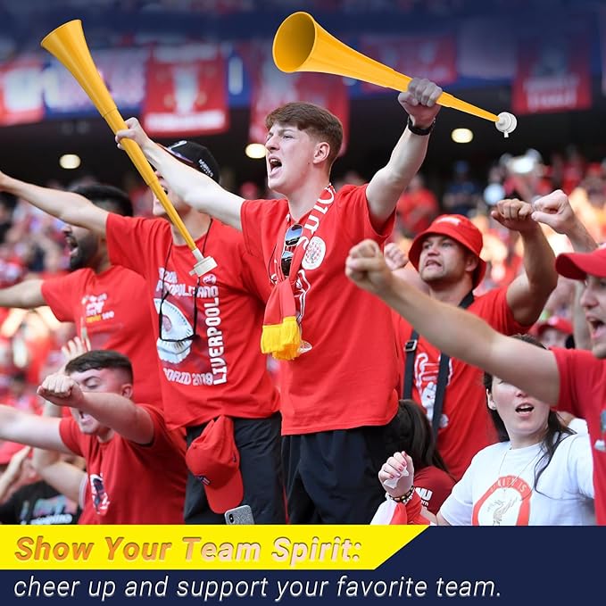 Collapsible Stadium Horn 24 Inch Vuvuzela Plastic Trumpet Blow Horns Noisemakers Loud Sound Soccer Cheer Horn for Sporting Events Graduation Games School Party Supplies Favors Accessories