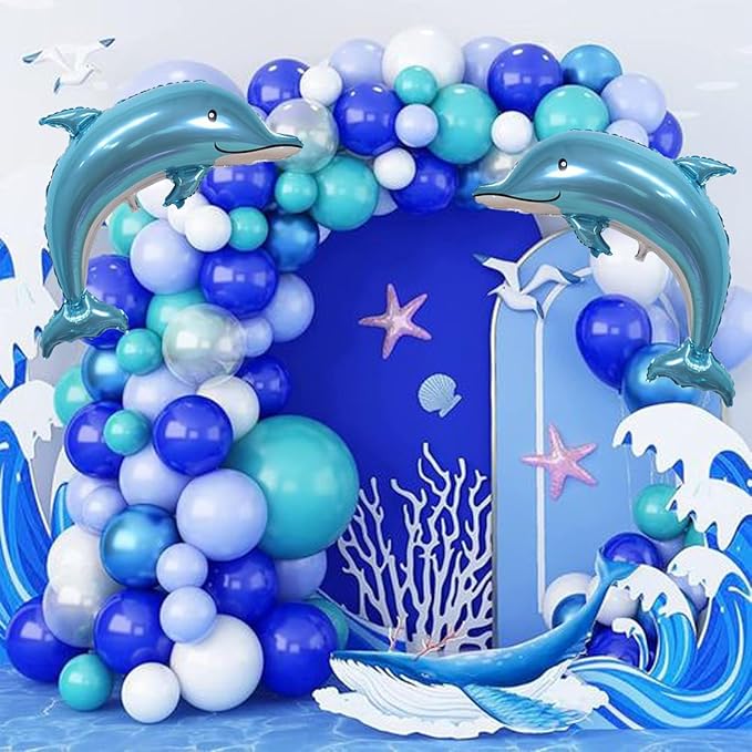 Large Dolphin Balloons,2 PCS 46 Inch Ocean Animals Foil Mylar Balloons,Sea Animal Balloons for Kids Birthday Themed Party Decorations