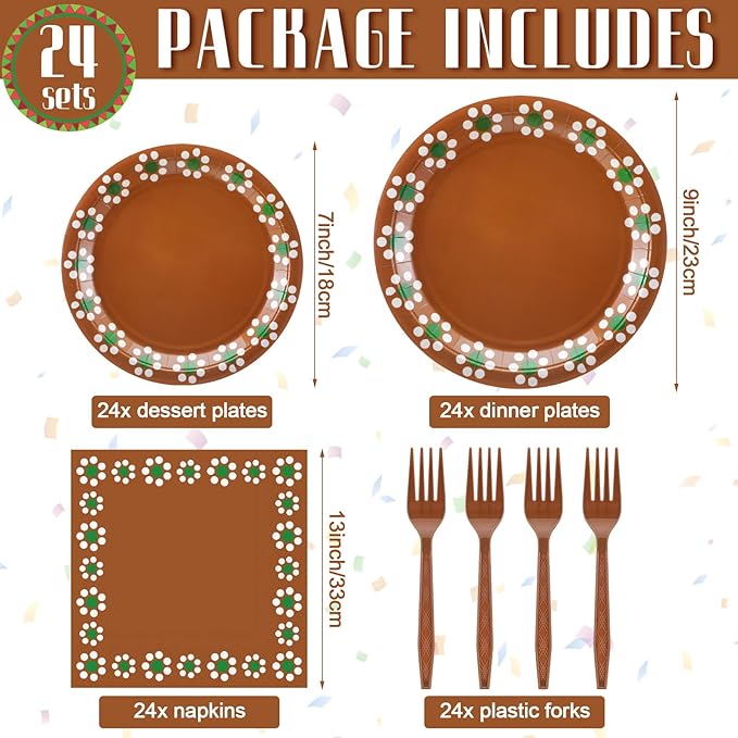 122 Pcs Cielito Lindo Party Decoration Platos De Barro Mexicanos Fiesta Talavera Paper Plates Mexican Napkins Forks Tableware Set for Baby Shower Weeding Birthday Supplies, Serve 24