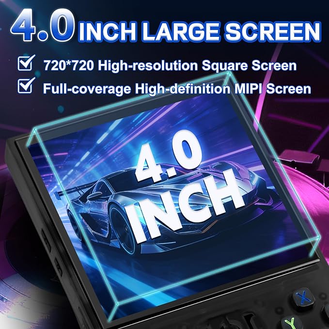 R36MAX Handheld Game Console - 4.0-Inch Screen, Support 22000+Classic Games,128G TF Card,Portable Console with Open Source System,4000mAh Battery,Birthday Gift for Adult or Partner - Black