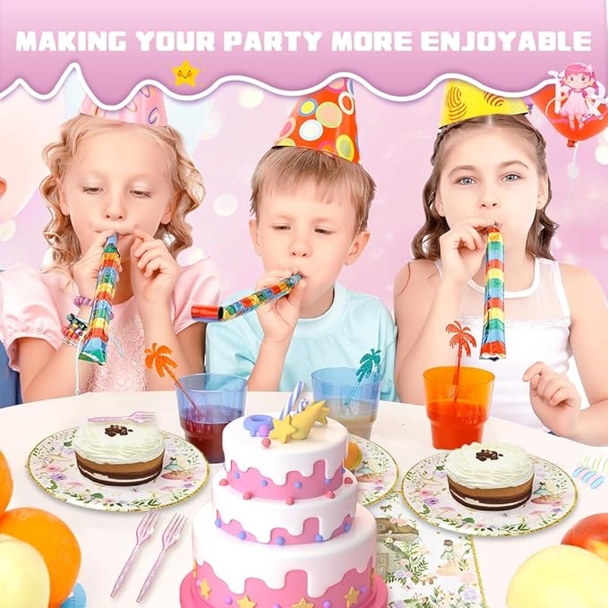 192 Pcs Fairy Party Tableware Set (Serves 48 Guests), Plates, Napkins, Forks, Enchanted Garden Theme for 1st Birthday, Baby Shower, Girls Fairy Party Decorations