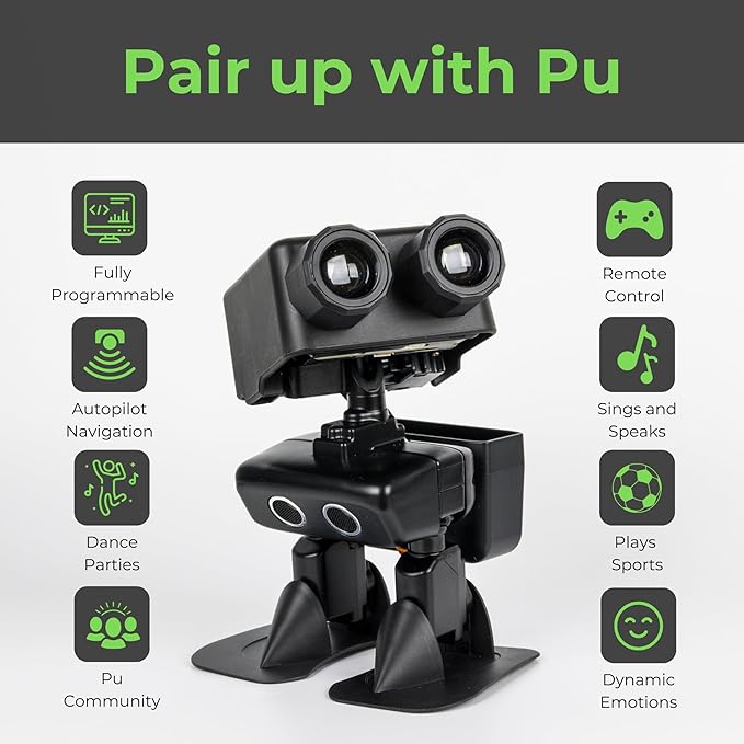 Robot PU – Adorable AI Humanoid | STEM Toy Supports Micro:bit | Programmable, Interactive & Upgradable | Walks, Dances, Talks & Sings | Self-Balancing | Remote & Autopilot | 30+ Free Online Classes