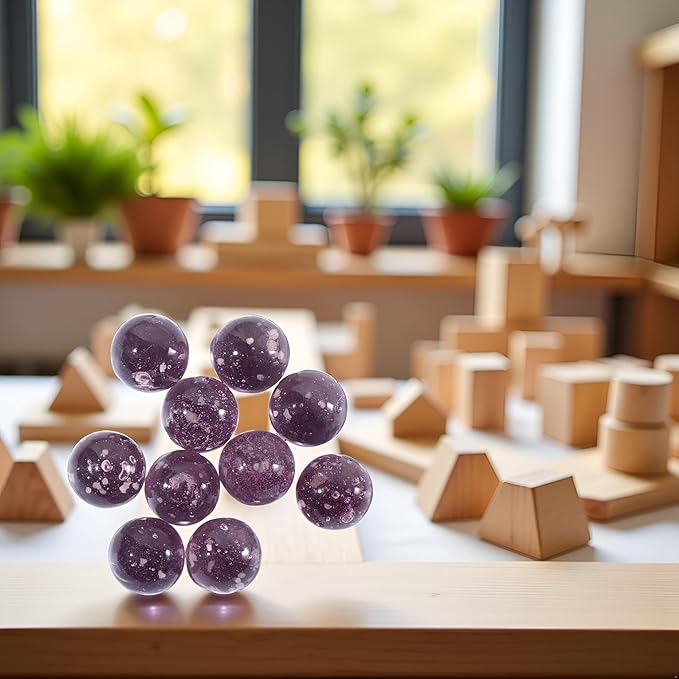 10Pcs Glass Marbles Glow in The Dark Multi-Color Luminous Marbles Marble Games and DIY Home Decoration Marble Runs Learning and Education (0.47 inch) (Purple)