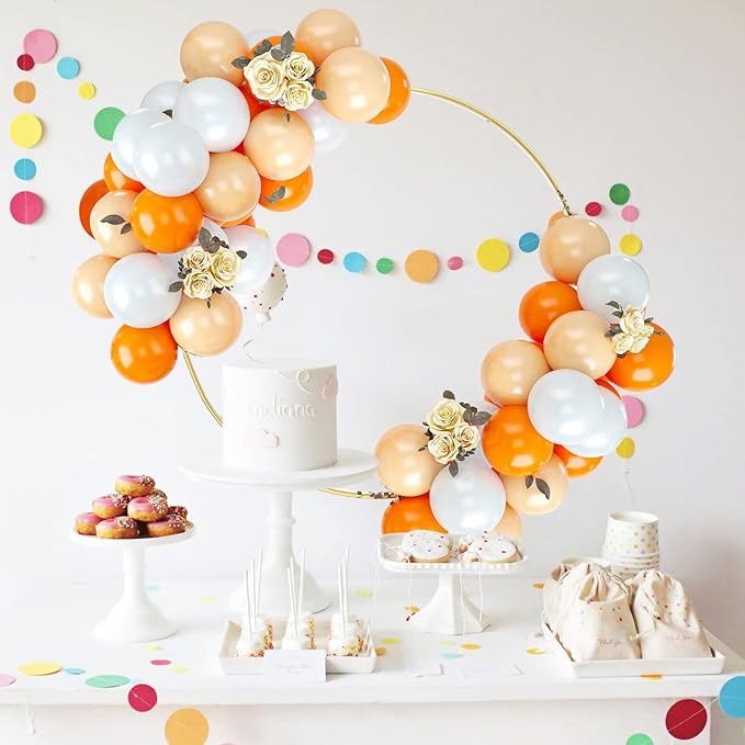 50PCS Latex Balloons - Orange Apricot White, Party Balloons for Girls Boys Birthday Party, Baby Shower, Bridal Shower, Engagement