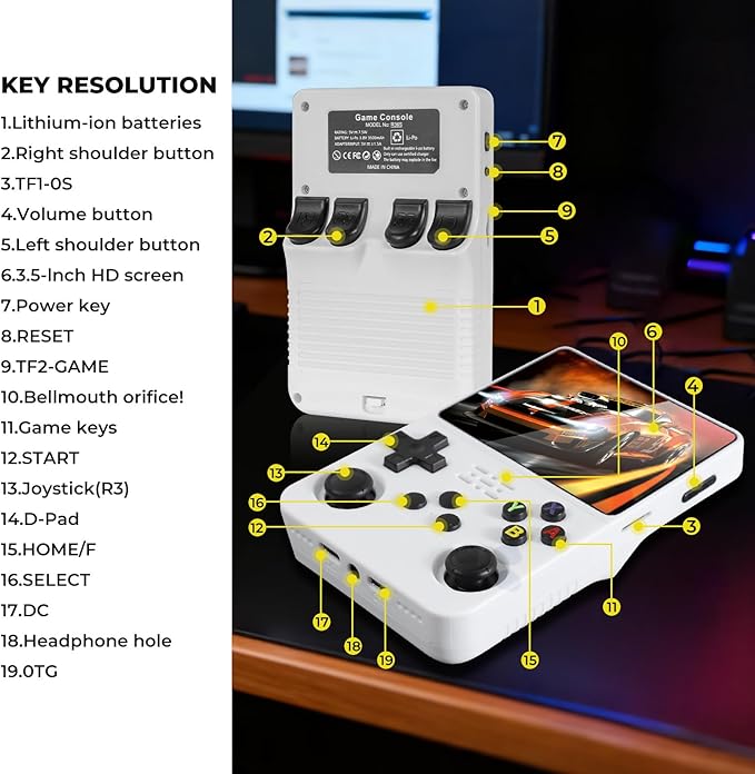 R36s Pro Retro Handheld Game Console, 3.5in IPS , 128GB Preloaded with 40000+Classic Games, Portable Game Console,30 +Game Emulator, Linux System,3500mah Rechargeable Battery