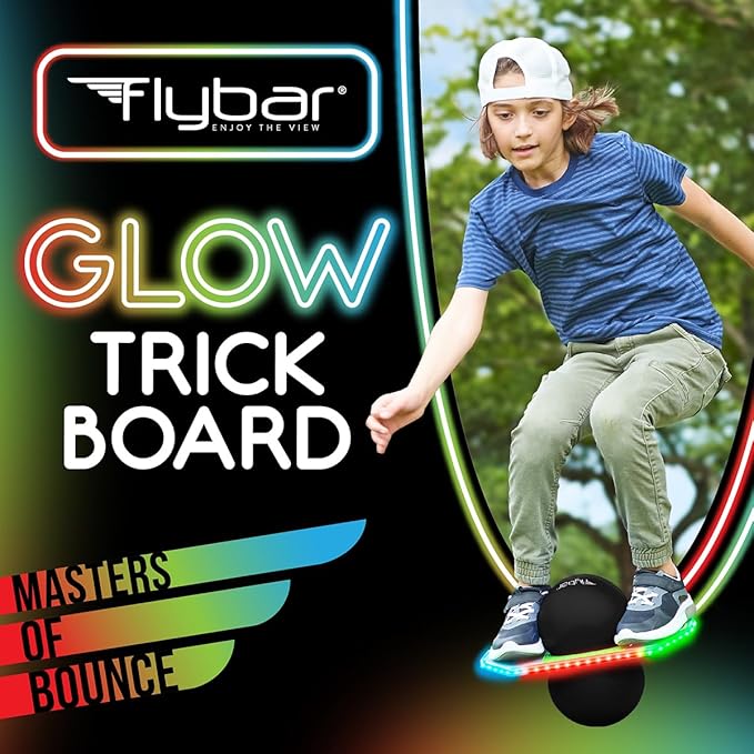 Flybar Pogo Trick Ball for Kids – Balance Bounce Board with Anti-Slip Deck – Pump Included - Indoor & Outdoor Toys for Boys and Girls Fun Way to Reduce Screen Time Supports up to 160 lbs – Ages 6+