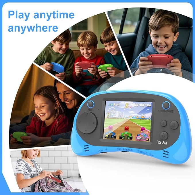 Handheld Games for Kids -16 Bit Retro Video Game with 220 HD Electronic Games - 2.5'' IPS Portable Travel Game Gifts for Boys Girls Ages 4-12 (Blue)