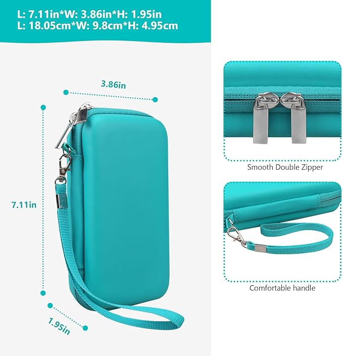 Supmay Carrying Case Compatible with CCTU / TEBIYOU Kids Handheld Games Preloaded 218 Retro Video Games, Portable Gaming Electronic Toys Storage Holder Travel Bag with Mesh Pocket for USB Cable, Green
