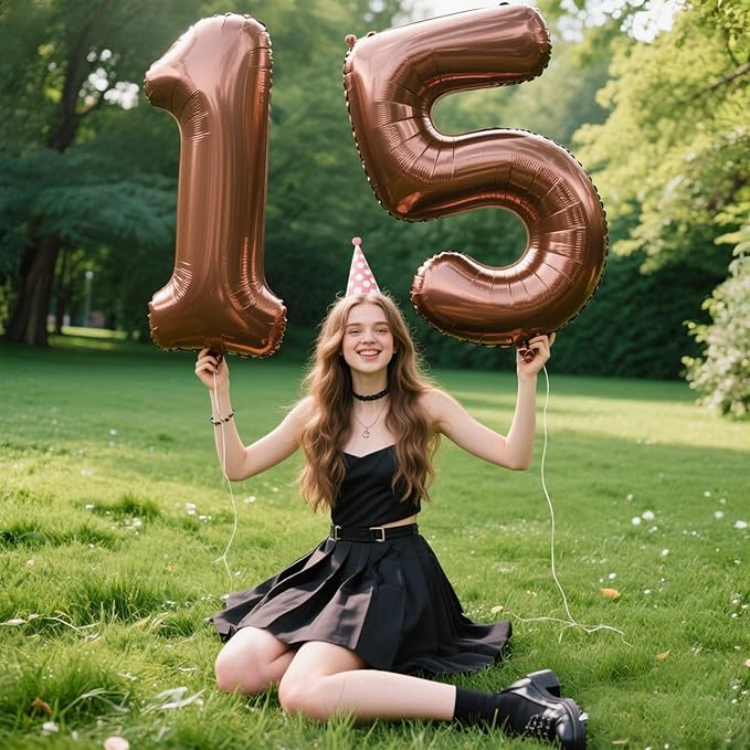 40 Inch Dark Brown Balloon Number 5 Balloon Chocolate Jumbo Mylar Foil Helium Balloon for 15 25 35 50 Big Giant Jumbo Huge Foil Mylar Balloons 55th 65th Birthday Balloons Men Women Party Decorations