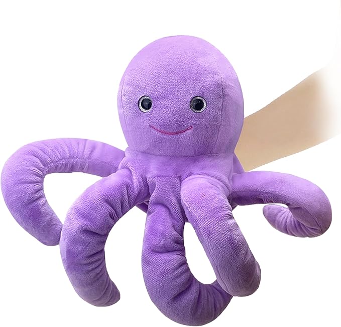 Octops Hand Puppet Realistic Plush Puppet 13",Octopus Puppet for Kids Ocean Animal Hand Puppet with Moveable Mouth,Soft Stuffed Octopus Puppet Story Toy Octops Puppets Role Play Teaching