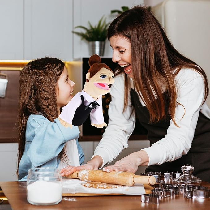 Role Play Hand Puppets Hand Plush Chef Doctor Fireman Pirate Detective Athlete Nurse Worker Hand Puppet Toys Puppets for Kids Storytelling Imaginative Pretend Play Teaching Preschool(Waiter)