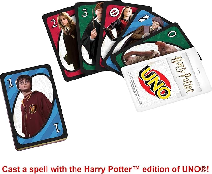 Mattel Games UNO Harry Potter Card Game for Kids, Adults & Parties, Collectible Deck Based on Popular Series for 2 to 10 Players