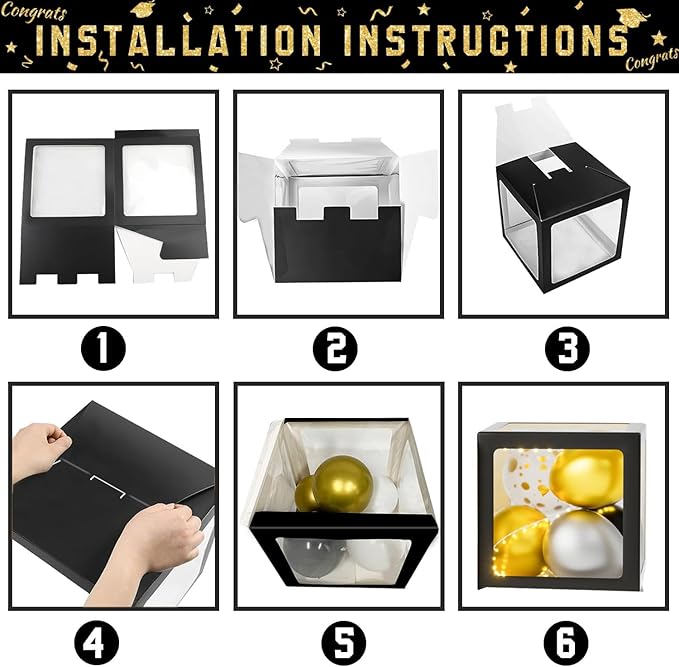Graduation Decorations Class of 2026 - Black and Gold Graduation Decorations - Balloons Boxes with Letters 2026 GRAD So Proud of You, Congrats Grad Party Decorations for Any Grades