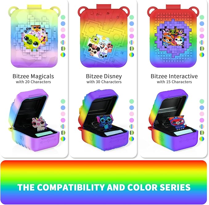 Soft Silicone Case for Bitzee Interactive Toy Digital Pet, Shockproof and Protective Carrying Case for Bitzee Interactive Electronic Pets with Lanyard (Rainbow)