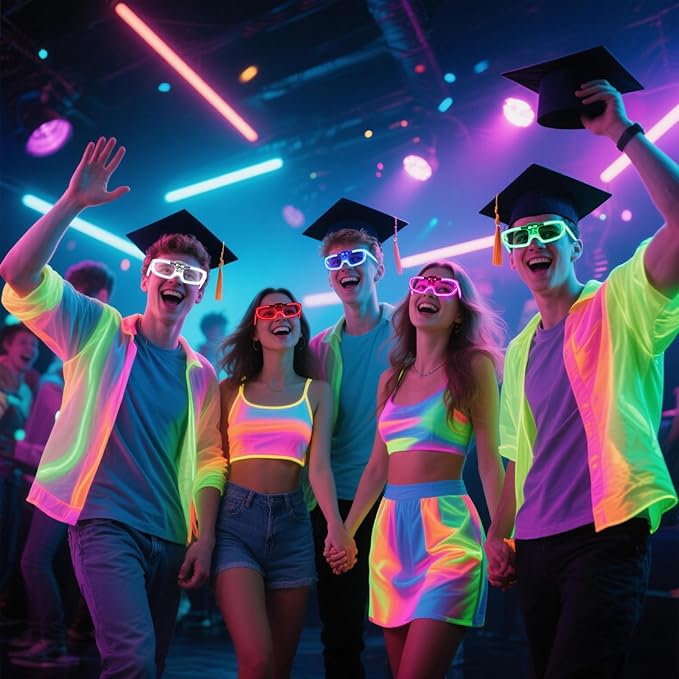 28 Packs LED Glasses 5 neon color 3 Light Modes Glow Sticks Light Up Glasses,Glow In The Dark Party Supplies Favors for Kids Adults Flashing toy fit Valentine's Day Easter Christmas Halloween Birthday