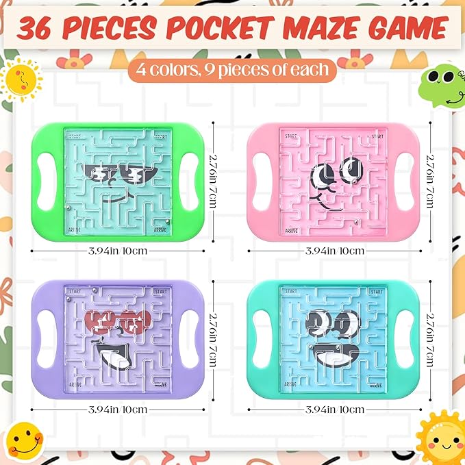 36 Pcs Mini Maze Puzzle Bulk for Kids Hawaii Party Favors Small Maze Cubes Game Educational Handheld Puzzle Travel Games Easter Classroom Exchange Gifts for Students Adult(Emoticon)