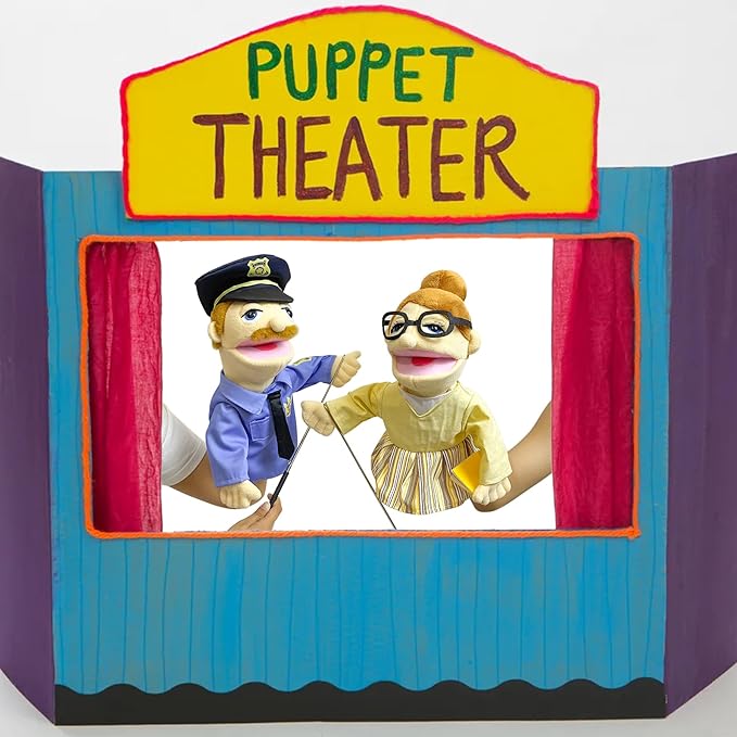 16" Puppets Entriloquist Puppet,Hand Puppets for Kids Plush Teacher Puppets for Adults with Removable Mouth Puppet for Kids Ages 4-8，Hand Puppet for Adults with Scalable Puppet Control Rod