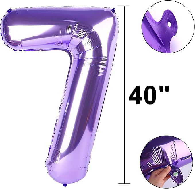 40 Inch Number Balloon Purple 7 Balloon Purple Party Decorations, 7 Number, Purple Seven Birthday, Number 7 Birthday Party Wedding Anniversary Decorations Supplies