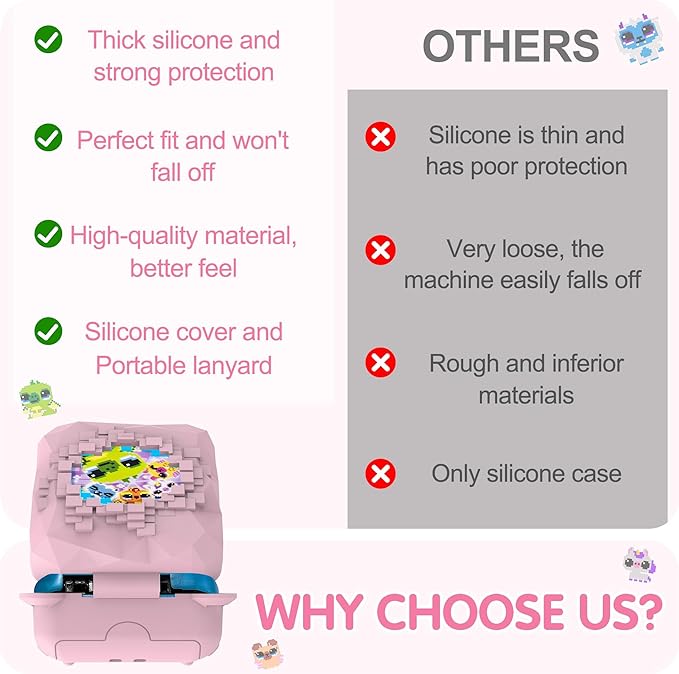 Silicone Case for Bitzee Magicals Interactive Toy, Anti-Scratch, Washable, Shockproof Silicone Protective Cover for Bitzee Magicals Interactive Toy Accessories with Lanyard - Pink