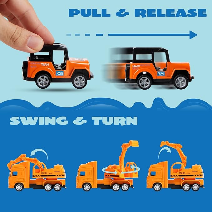 JOYIN 20PCS Die Cast Pull Back Cars, Metal Toy Cars, Car Toys Bulk, Vehicle Set for Toddlers, Kids Party Favors, Cake Toppers, Stocking Stuffers, Race Cars Toys for Boys, Easter Basket