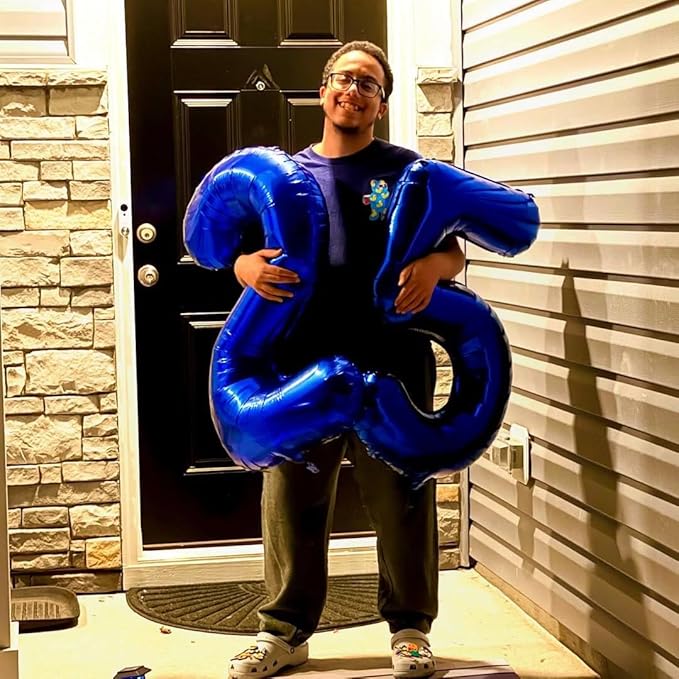 Night Blue Number 0 Balloon 40 Inch, 0 Balloon Number for 10th 20th 30th 40th 50th 60th Birthday Decorations, Night Blue Party Supplies