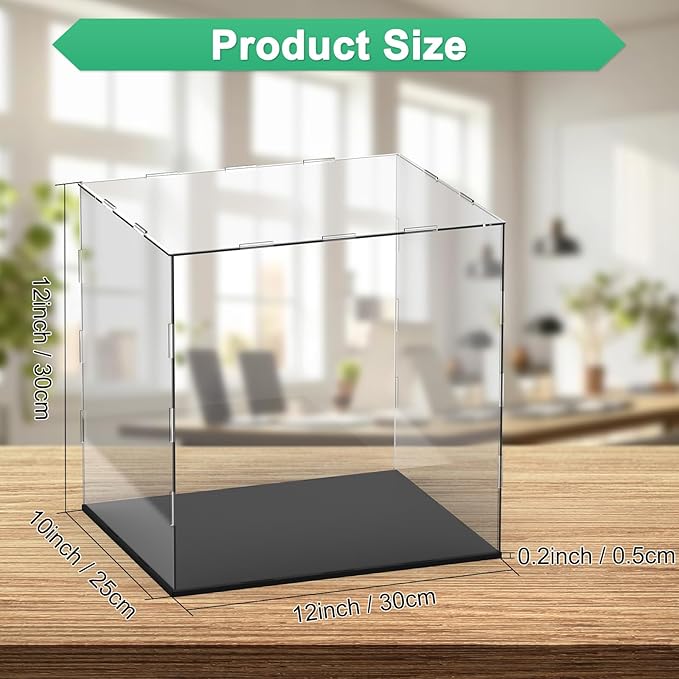 Clear Acrylic Display Case, 12 x 10 x 12 Inch Assemble Clear Acrylic Display Box Dustproof for Action Figures/Model/Statues/Collectibles/Doll/Toys/Home Storage