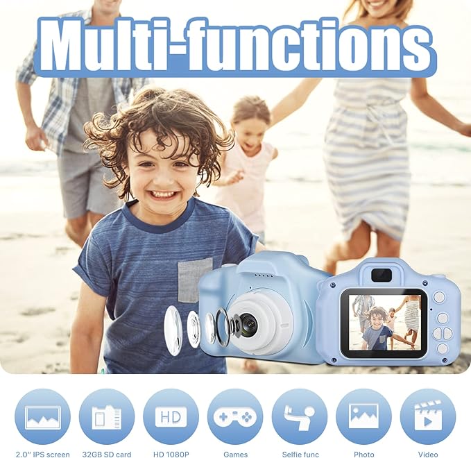 Kids Selfie Camera,Kids Camera for Age 3-12 Toddler HD Digital Video Cameras Portable Children Selfie Camera with 32GB SD Card
