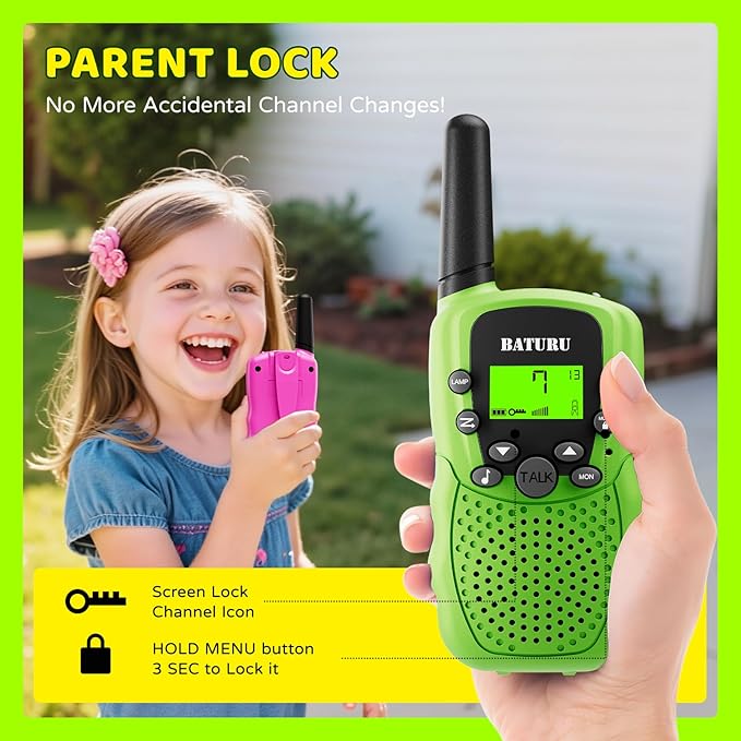 BATURU Walkie Talkies for Kids 3 Miles Long Range, Battery-Saving Walkie Talkie, 22 Channels Kids Walkie Talkies 3 Pack, Outdoor Camping Toys for Girls Boys Age 5-10, Stocking Stuffers for Girls Boys