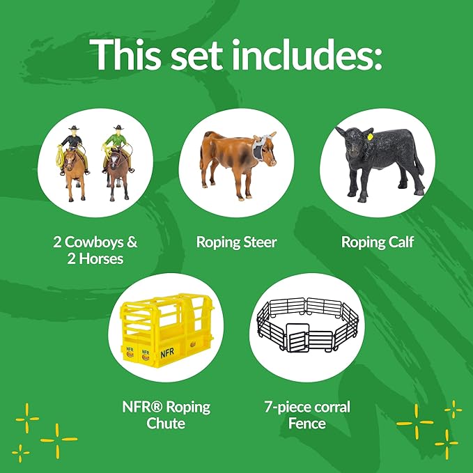 Big Country Toys 14 Piece Roper Set - Cowboy Toys - Horse Toy Figurines & Playsets